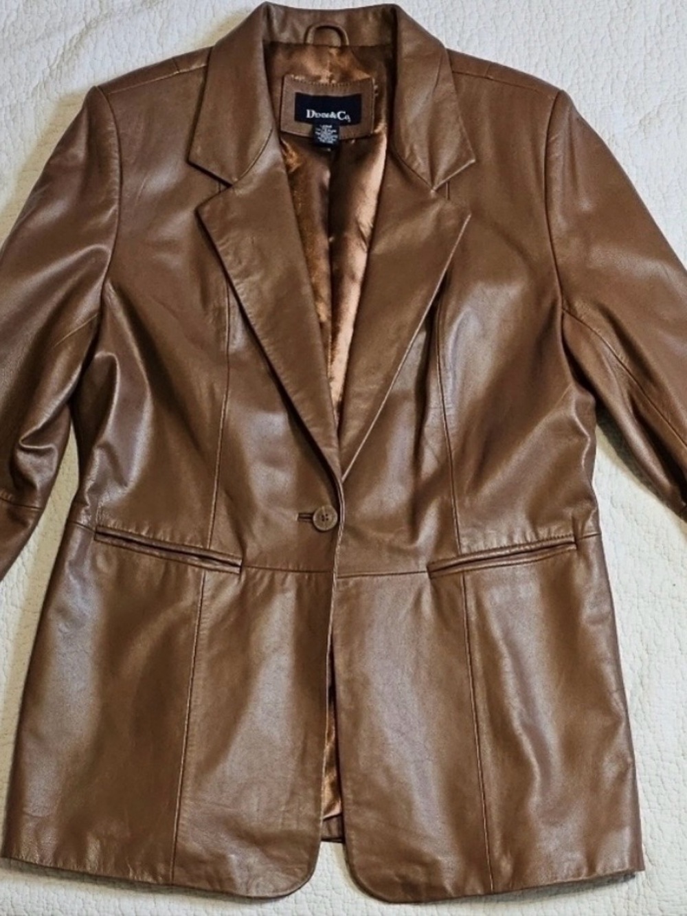 Denim&Co Brown Leather Blazer Jacket